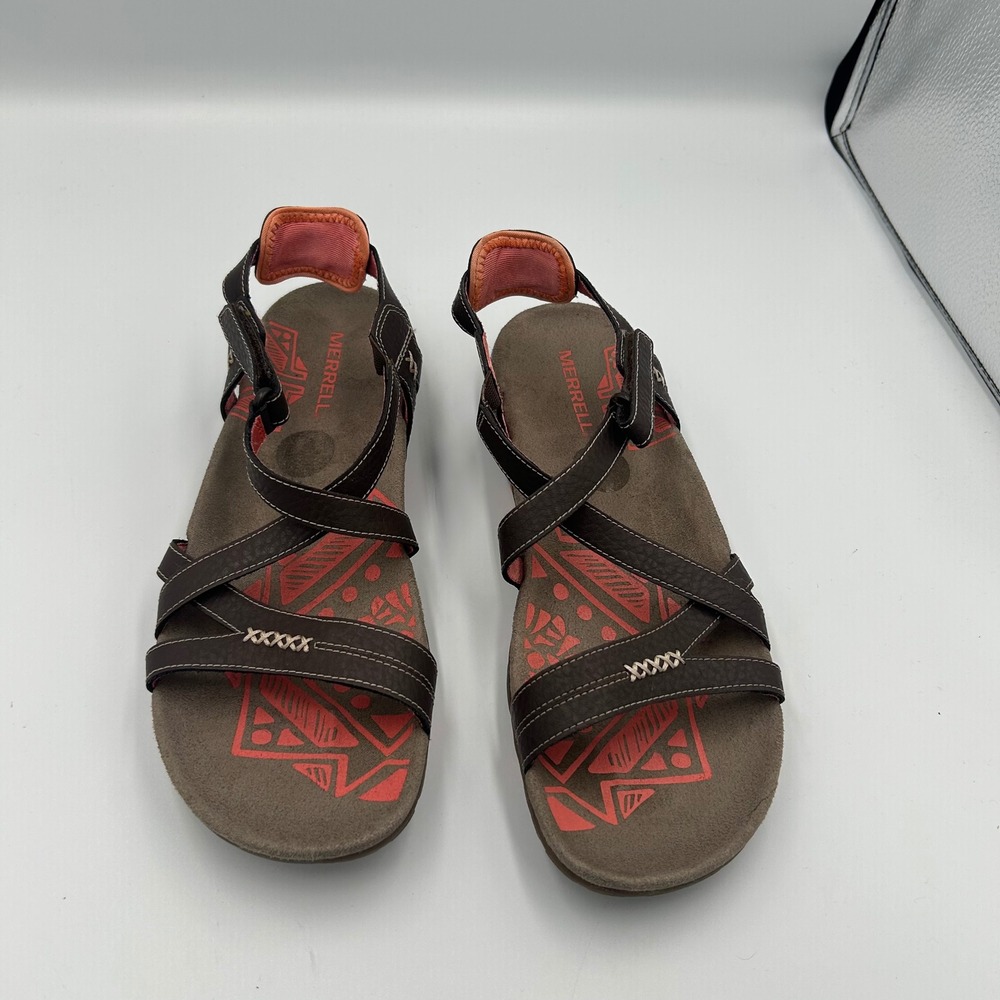 Merrell Sandals Womens 9 Cocoa Coral Strappy Leather Air Cushion J2852966